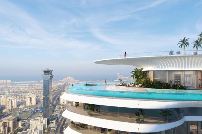An artist's impression of a 22,000-square-foot penthouse with a private pool that was sold in Dubai for 500,000 UAE dirhams ($136 million). It won't be built until 2027.