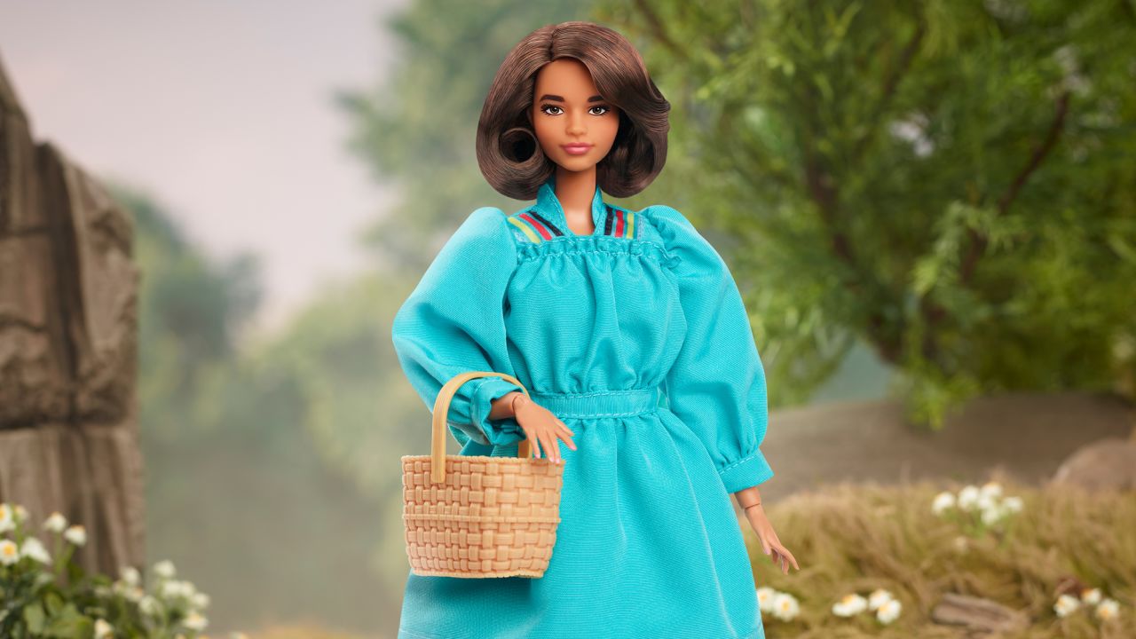 This photo provided by Mattel shows a Barbie doll of Wilma Mankiller.  Toy maker Mattel is honoring the late legendary Cherokee leade with a Barbie doll as part of its "Inspiring Women" series. A ceremony honoring Mankiller's legacy is set for Dec. 5, 2023 in Tahlequah, where the tribe is based. Mankiller, who died in 2010, was the first female chief of a major Native American tribe and led the Cherokee Nation from 1985 to 1995. (Mattel via AP)