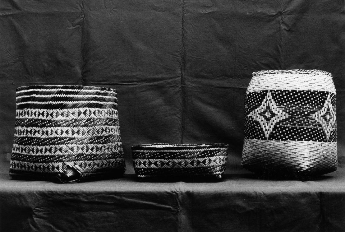 circa 1900: Woven baskets made by Cherokee Indians. (Photo by MPI/Getty Images)