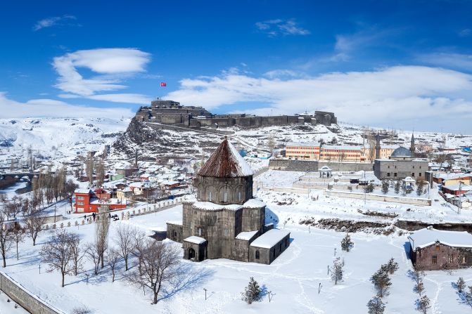 <strong>Kars castle: </strong>Famous for its winter wonderland landscape, Kars takes its name from the Turkish word for snow. The city is known for its unique architecture stemming from the days it was part of the Russian Empire.