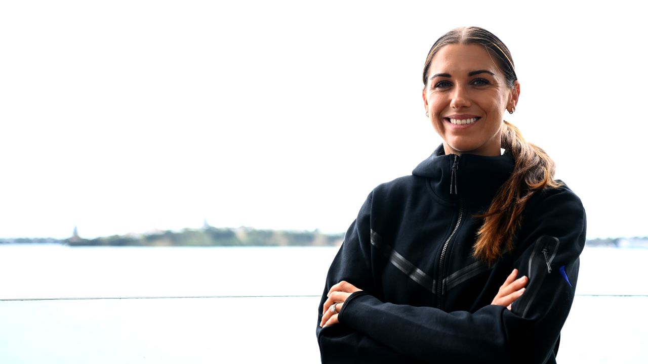 AUCKLAND, NEW ZEALAND - JANUARY 13: Alex Morgan poses for a portrait during a USA National Womens Team player training camp at The Cloud on January 13, 2023 in Auckland, New Zealand. (Photo by Hannah Peters/Getty Images)