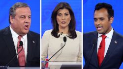 3 way split of Chris Christie, Nikki Haley, and Vivek Ramaswamy at the Dec 2023 GOP Debate