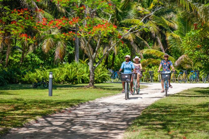 <strong>Cycle excursions: </strong>Guests can also explore the island on two wheels. 