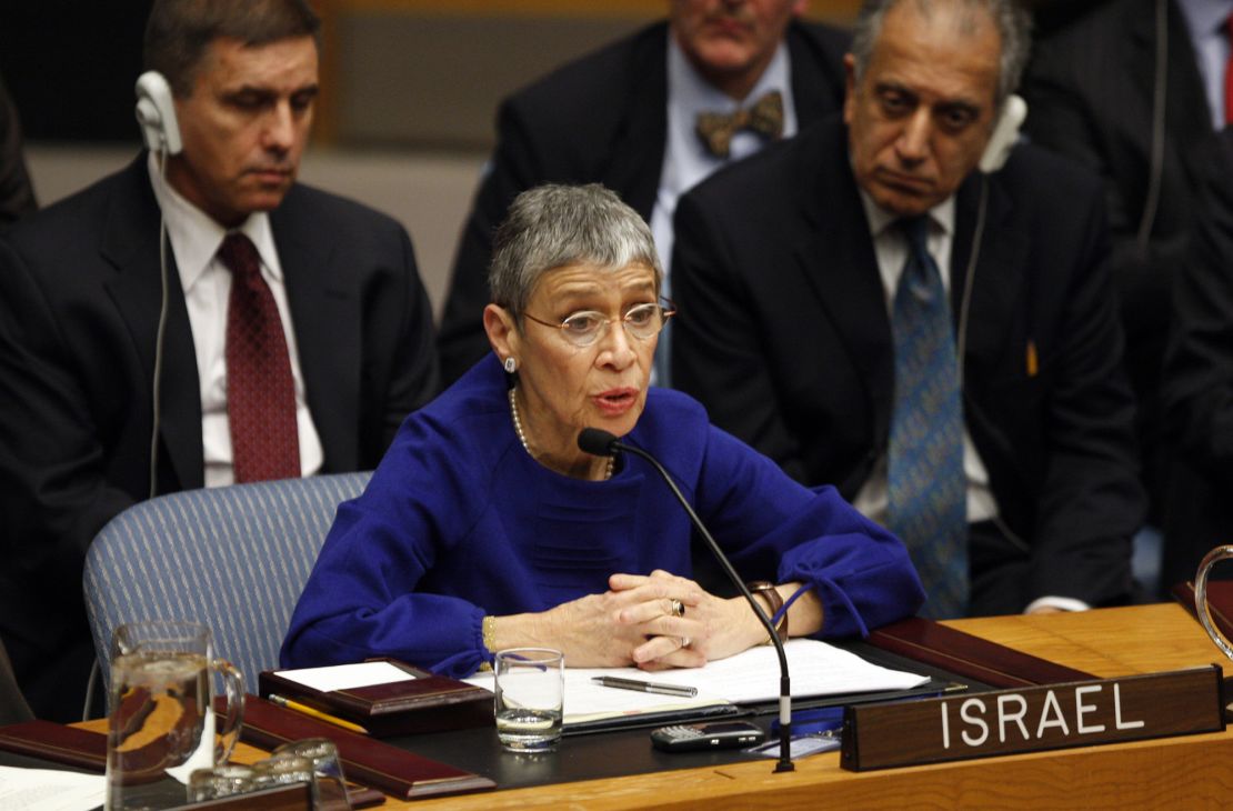 Israeli Ambassador to the United Nations Gabriela Shalev addresses a United Nations Security Council meeting to discuss the crisis in Gaza at the United Nations Headquarters in New York, January 6, 2009. REUTERS/Mike Segar (UNITED STATES)