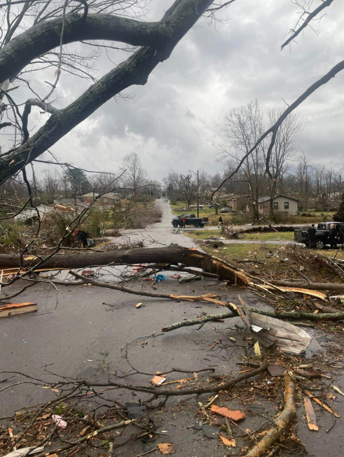 Home suffers storm damage in Clarksville, Tennessee from tornado on December 9, 2023.