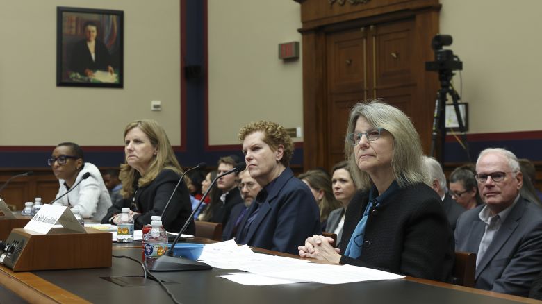 WASHINGTON, DC - DECEMBER 05: (L-R) Dr. Claudine Gay, President of Harvard University, Liz Magill, President of University of Pennsylvania, Dr. Pamela Nadell, Professor of History and Jewish Studies at American University, and Dr. Sally Kornbluth, President of Massachusetts Institute of Technology, testify before the House Education and Workforce Committee at the Rayburn House Office Building on December 05, 2023 in Washington, DC. The Committee held a hearing to investigate antisemitism on college campuses. (Photo by Kevin Dietsch/Getty Images)