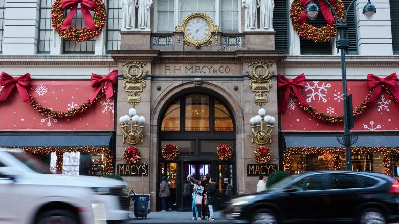 The Macy's Inc. flagship store in the Herald Square area of New York, US, on Monday, Nov. 13, 2023. US holiday sales will grow at a slower pace this year amid economic headwinds such as higher interest rates, the National Retail Federation said. Photographer: Bing Guan/Bloomberg via Getty Images