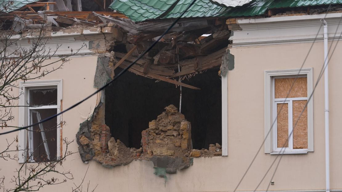 Destruction in Kherson city where artillery and drones whiz over head.