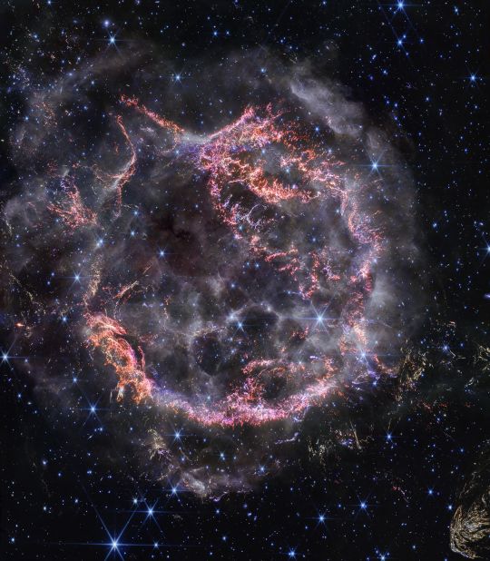 The James Webb Space Telescope's shot of supernova remnant Cassiopeia A shows elaborate details visible for the first time.
