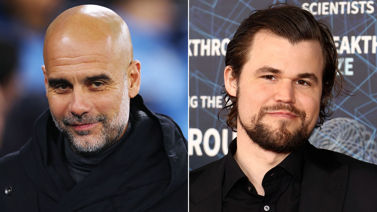 Pep Guardiola meets chess grandmaster Magnus Carlsen