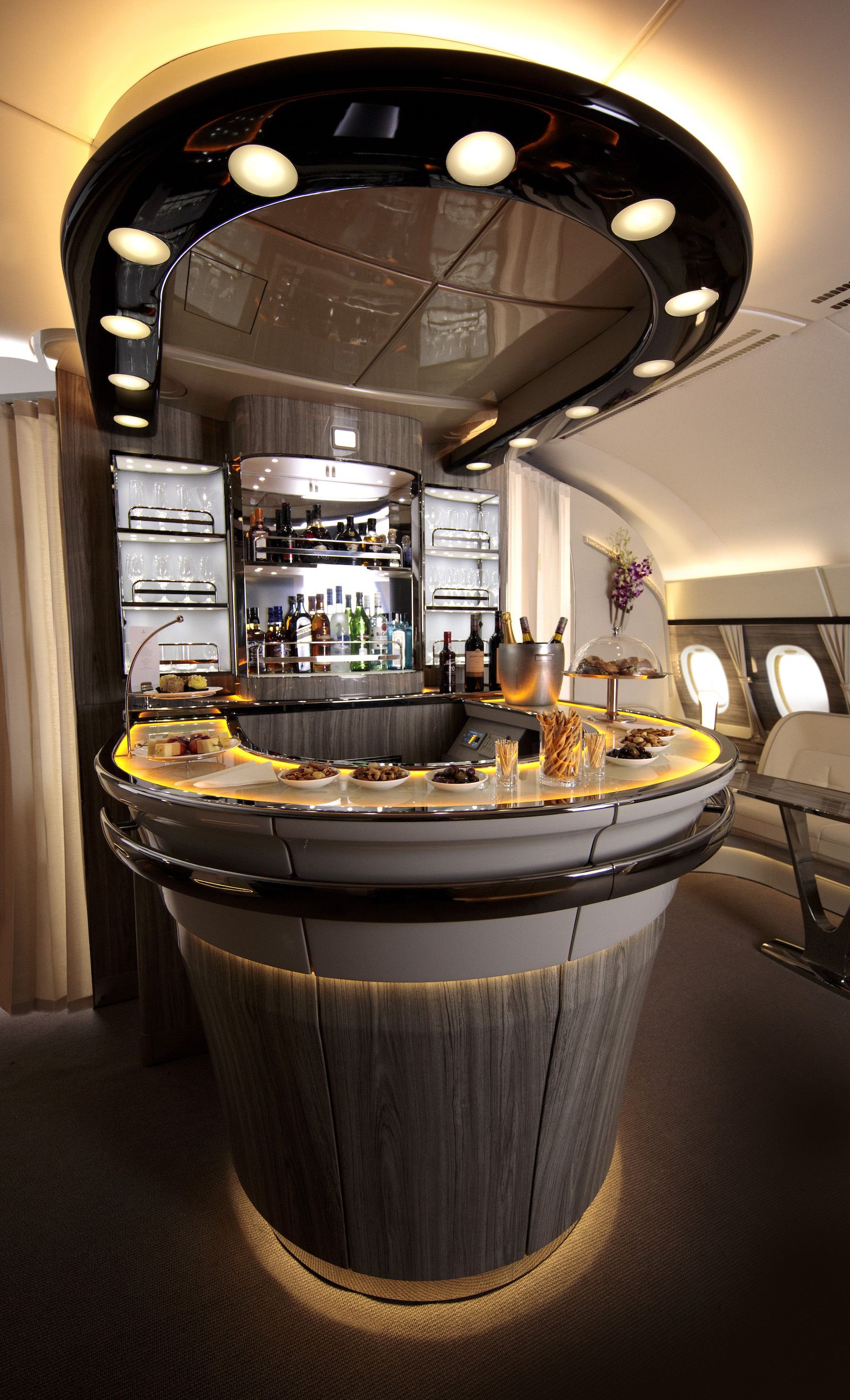 Emirates' next generation A380 Onboard Lounge, inspired by private yacht cabins.
