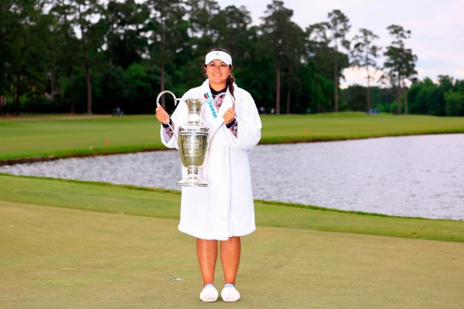 When you've got a major to win at 4pm but a spa treatment at 5pm: Lilia Vu was dressed to de-stress after <a href="index.php?page=&url=https%3A%2F%2Fwww.cnn.com%2F2023%2F04%2F24%2Fgolf%2Flilia-vu-chevron-championship-win-grandfather-spt-intl%2Findex.html" target="_blank">winning the Chevron Championship</a> via a playoff against compatriot Angel Yin at Carlton Woods, Texas, in April.