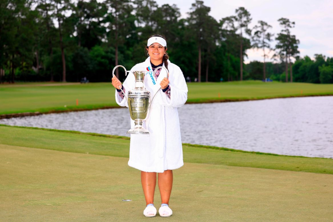 When you've got a major to win at 4pm but a spa treatment at 5pm: Lilia Vu was dressed to de-stress after <a href="https://www.cnn.com/2023/04/24/golf/lilia-vu-chevron-championship-win-grandfather-spt-intl/index.html" target="_blank">winning the Chevron Championship</a> via a playoff against compatriot Angel Yin at Carlton Woods, Texas, in April.