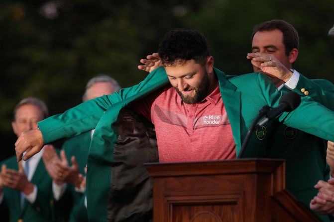 But it was Jon Rahm who donned the most coveted fashion item at Augusta National, and perhaps in all of golf, as a dominant performance <a href="index.php?page=&url=https%3A%2F%2Fwww.cnn.com%2F2023%2F04%2F09%2Fgolf%2Fmasters-2023-winner-jon-rahm-spt-intl%2Findex.html" target="_blank">clinched the Spaniard his second career major</a> and a new green jacket -- bestowed upon him by 2022 champion Scottie Scheffler.