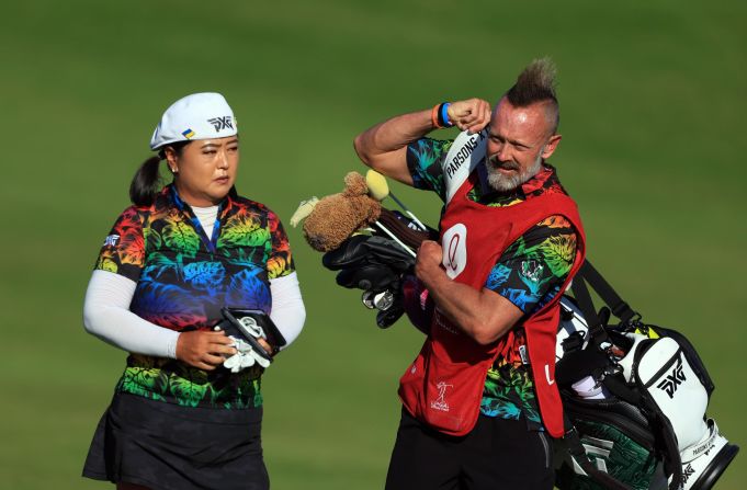 Christina Kim and caddie Tim Hazelgrove were in sync during the LOTTE Championship at Hoakalei Country Club, Hawaii, in April.
