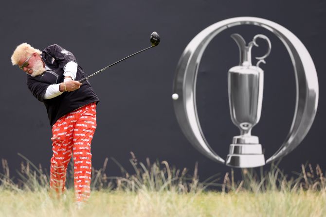 For the second year running, the American sported Hooters-branded pants at golf's oldest tournament, The Open Championship. Daly was competing at the 151st edition of the major at Hoylake, Liverpool, in July, having won the 124th event at St. Andrews, Scotland, in 1995.