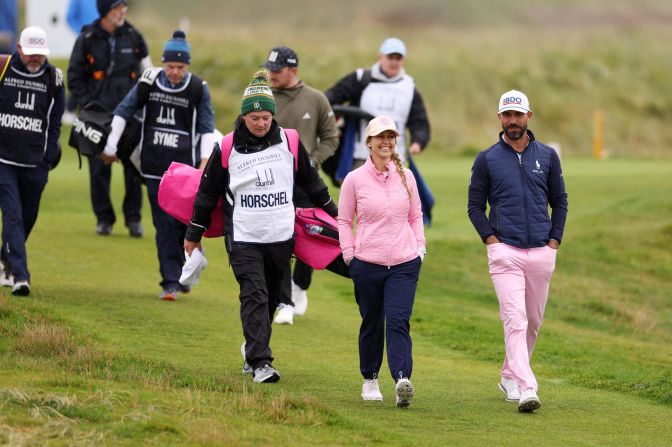 Billy Horschel and his wife Brittany were pink and in sync at the Alfred Dunhill Links Championship at Carnoustie, Scotland in October.