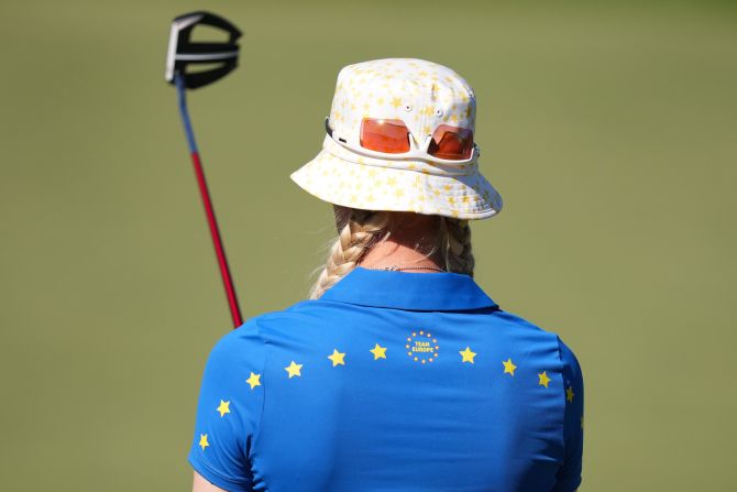 The stars were out -- literally and figuratively -- at the Solheim Cup in September, as Sweden's Madelene Sagström donned an impressive bucket hat on a dramatic final day at Finca Cortesin in Spain. Team USA had looked on course to clinch the cup, only for hosts Europe to <a href="index.php?page=&url=https%3A%2F%2Fwww.cnn.com%2F2023%2F09%2F24%2Fsport%2Feurope-retains-2023-solheim-cup-spt-intl%2Findex.html" target="_blank">roar back and retain the trophy</a> by securing the tournament's first ever tie.