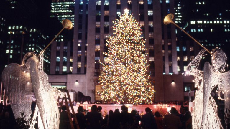View of the christmas tree at Rockefeller Center in New York City.(Photo by Bettmann Archive/Getty Images)