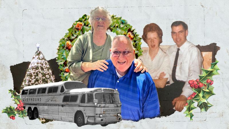 Те се срещнаха в автобус на Greyhound на Коледа. Те са женени от 60 години
