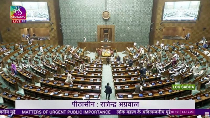 Двама неидентифицирани мъже нахлуха в долната камара на индийския парламент