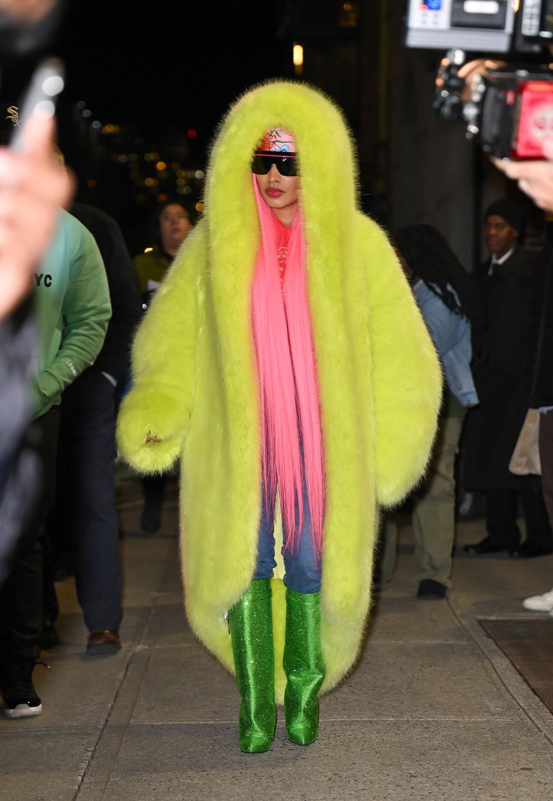 NEW YORK, NEW YORK - DECEMBER 11:  Nicki Minaj leaves 'The Late Show With Stephen Colbert' at the Ed Sullivan Theater on December 11, 2023 in New York City. (Photo by James Devaney/GC Images)