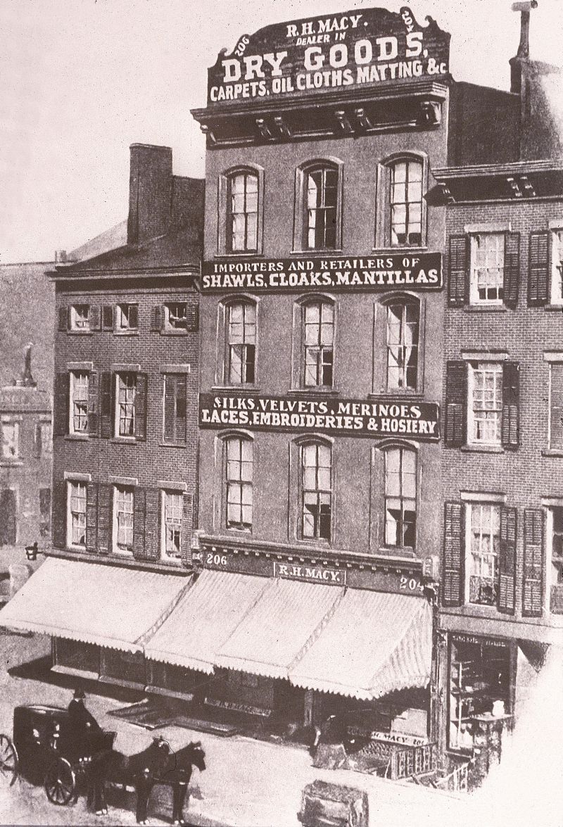The first Macy's store, on New York's Sixth Avenue, is seen circa 1880.
