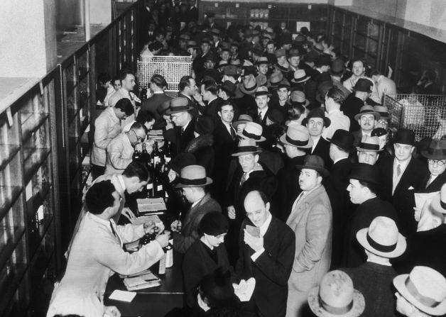 Crowds of shoppers buy liquor at a Macy's in New York after the 21st Amendment ended prohibition in 1933.