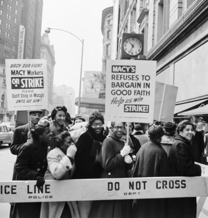 Macy's employees strike in New York in 1956.