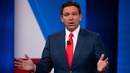 Republican presidential candidate and Florida Gov. Ron DeSantis participates in a CNN Republican Town Hall moderated by CNN's Jake Tapper at Grand View University in Des Moines, Iowa, on Tuesday, December 12, 2023.