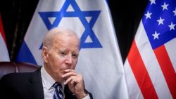 U.S. President Joe Biden pauses during a meeting with Israeli Prime Minister Benjamin Netanyahu to discuss the ongoing conflict between Israel and Hamas, in Tel Aviv, Israel, Wednesday, Oct. 18, 2023.  Miriam Alster/Pool via REUTERS