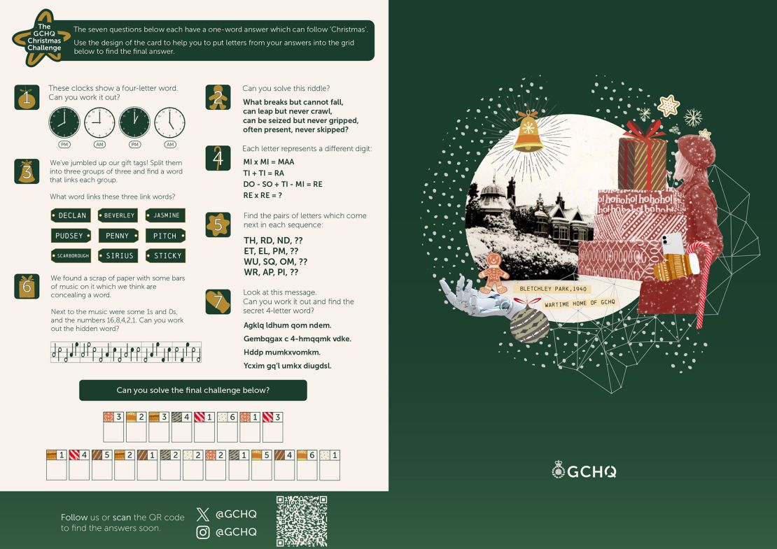 The card's festive picture also features in the final puzzle to reveal the last secret message.