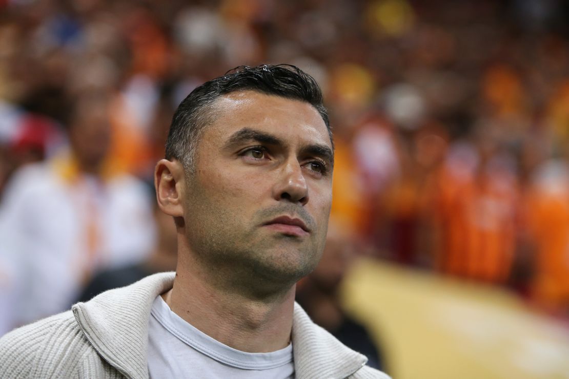 ISTANBUL, TURKEY - OCTOBER 21: Head coach of Besiktas Burak Yilmaz looks on during the Super Lig match between Galatasaray and Besiktas at RAMS Stadyumu on October 21, 2023 in Istanbul, Turkey. (Photo by Ahmad Mora/Getty Images)