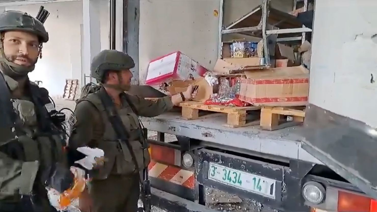 A video posted online shows Israeli soldiers burning food in Gaza.