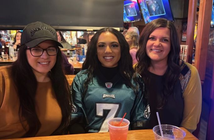 <strong>Superbowl Sunday: </strong>The group also spent Superbowl Sunday together too. Here's Renee, Alanah and Michelle.<br />