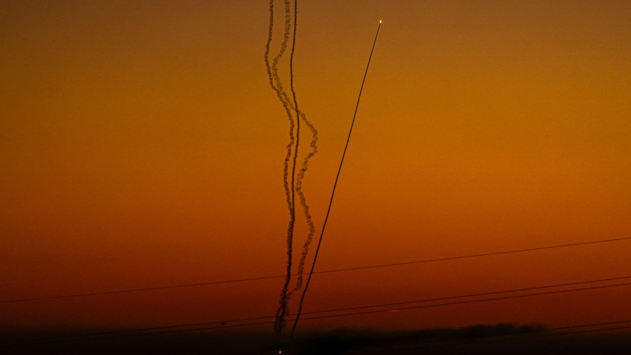 Rockets are fired toward Israel from Gaza, as seen from southern Israel, on Friday, December 15.