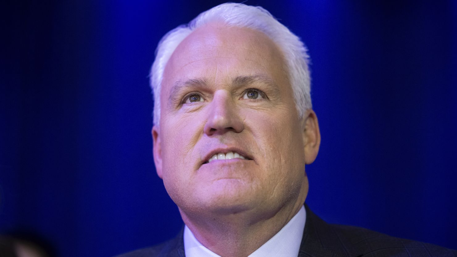 Conservative Political Action Conference Chair Matt Schlapp looks on during a speech during CPAC at the Gaylord National Resort and Convention Center in National Harbor, Md., March 3, 2023. (Francis Chung/POLITICO via AP Images)