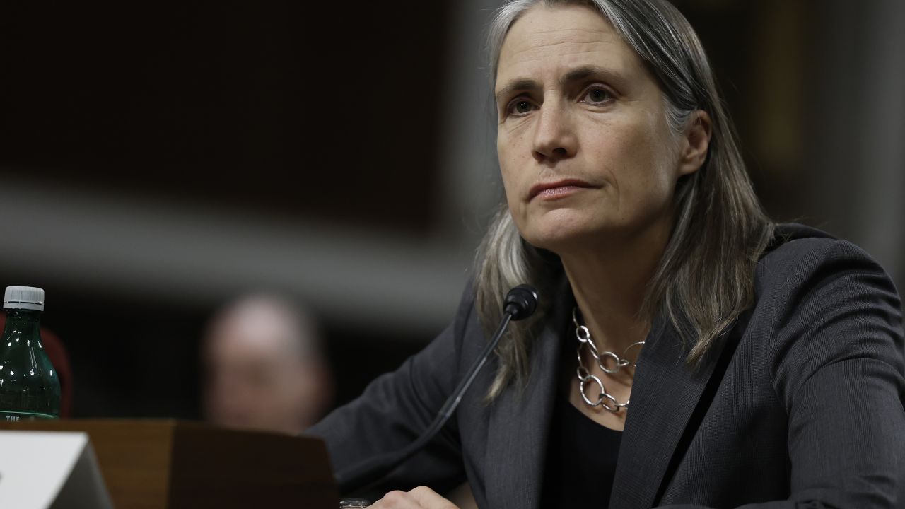 WASHINGTON, DC - FEBRUARY 15: Fiona Hill, a senior fellow at the Center on the United States and Europe at The Brookings Institution, speaks during a hearing with the Senate Armed Services Committee Hearing on Capitol Hill on February 15, 2023 in Washington, DC.  Members of the committee held the hearing to receive testimony from witnesses about challenges and strategies of global security. (Photo by Anna Moneymaker/Getty Images)