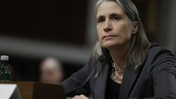 WASHINGTON, DC - FEBRUARY 15: Fiona Hill, a senior fellow at the Center on the United States and Europe at The Brookings Institution, speaks during a hearing with the Senate Armed Services Committee Hearing on Capitol Hill on February 15, 2023 in Washington, DC.  Members of the committee held the hearing to receive testimony from witnesses about challenges and strategies of global security. (Photo by Anna Moneymaker/Getty Images)