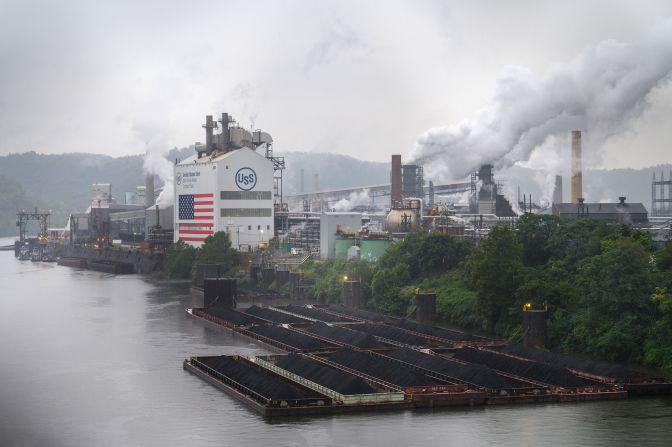 The US Steel plant in Clairton, Pennsylvania, is seen along the banks of the Monongahela River in 2023.