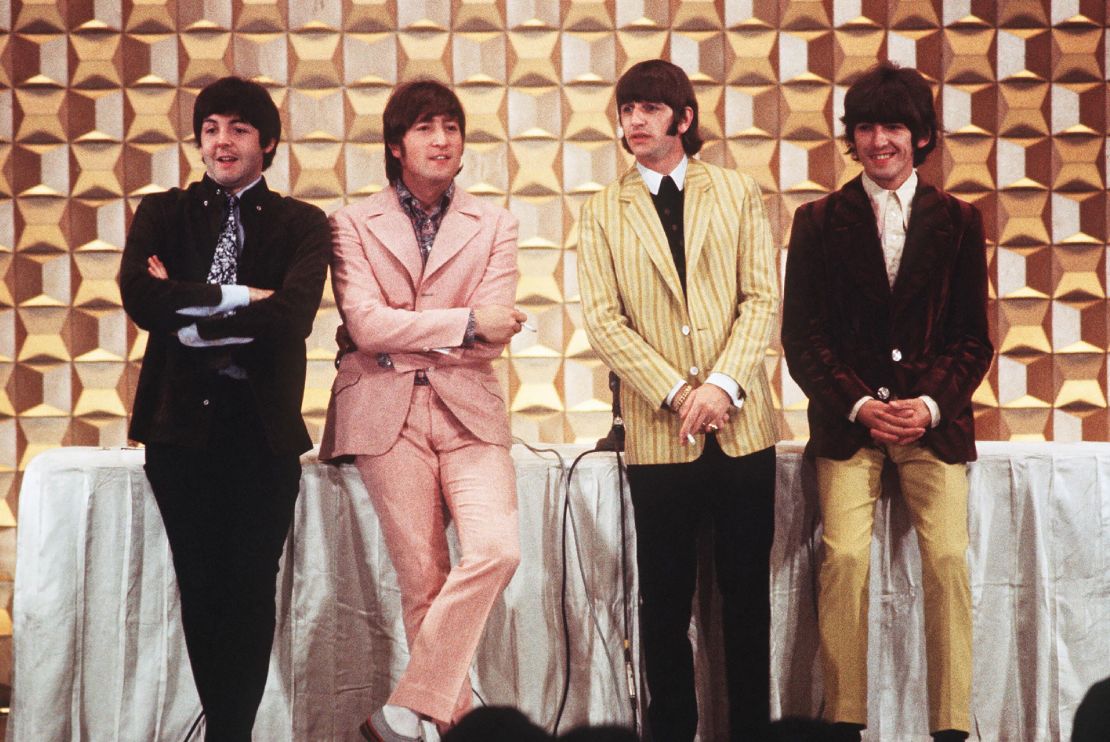 This photo taken on June 29, 1966 shows members of the British band The Beatles, (L to R) Paul McCartney, John Lennon, Ringo Starr and George Harrison, holding a press conference in Tokyo at the start of their tour. A group of Japanese Beatles fans on October 30, 2018 have lost their bid to get police to hand over historic footage of the band's legendary 1966 Japan visit. (Photo by JIJI PRESS / JIJI PRESS / AFP) / Japan OUT (Photo by JIJI PRESS/JIJI PRESS/AFP via Getty Images)