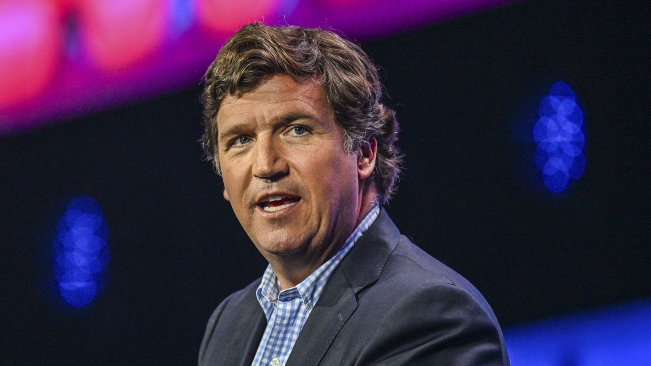 US conservative political commentator Tucker Carlson speaks at the Turning Point Action USA conference in West Palm Beach, Florida, on July 15, 2023. (Photo by GIORGIO VIERA / AFP) (Photo by GIORGIO VIERA/AFP via Getty Images)