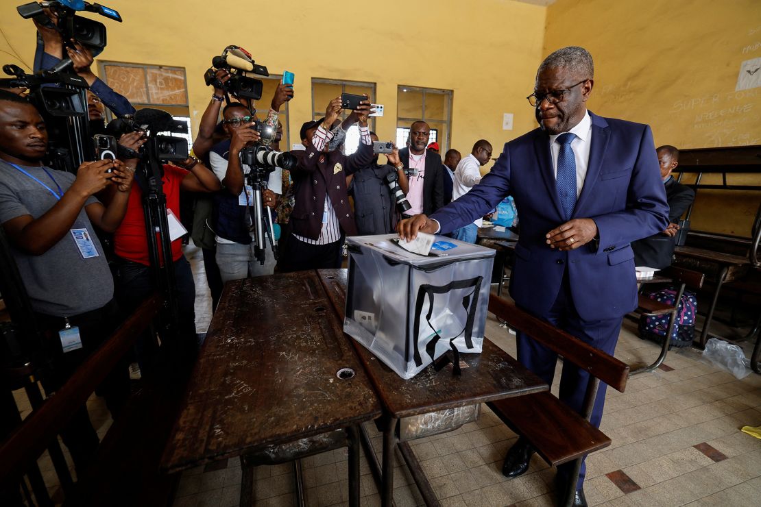 Nobel Peace Prize laureate and opposition candidate Denis Mukwege casts his ballot at a polling station during the presidential election, in Kinshasa, the Democratic Republic of Congo December 20, 2023. REUTERS/Zohra Bensemra