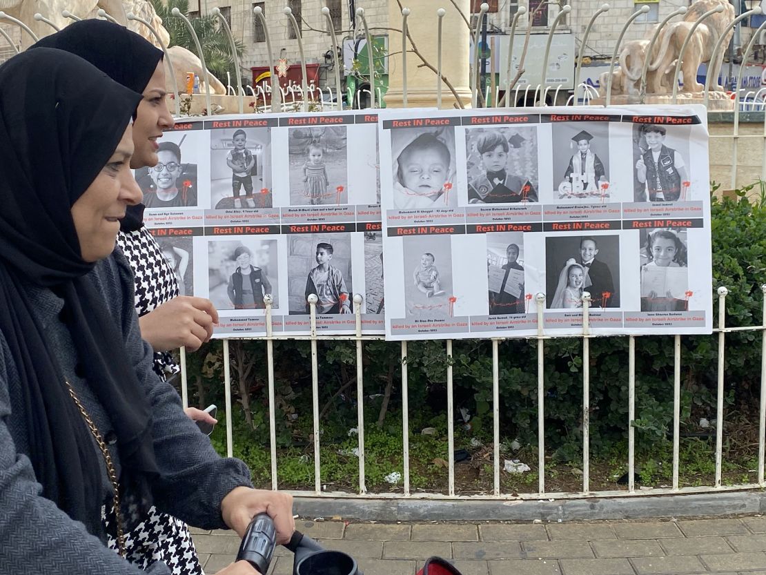 Al Manara square in Ramallah Photos of children killed in Israel's war on Gaza