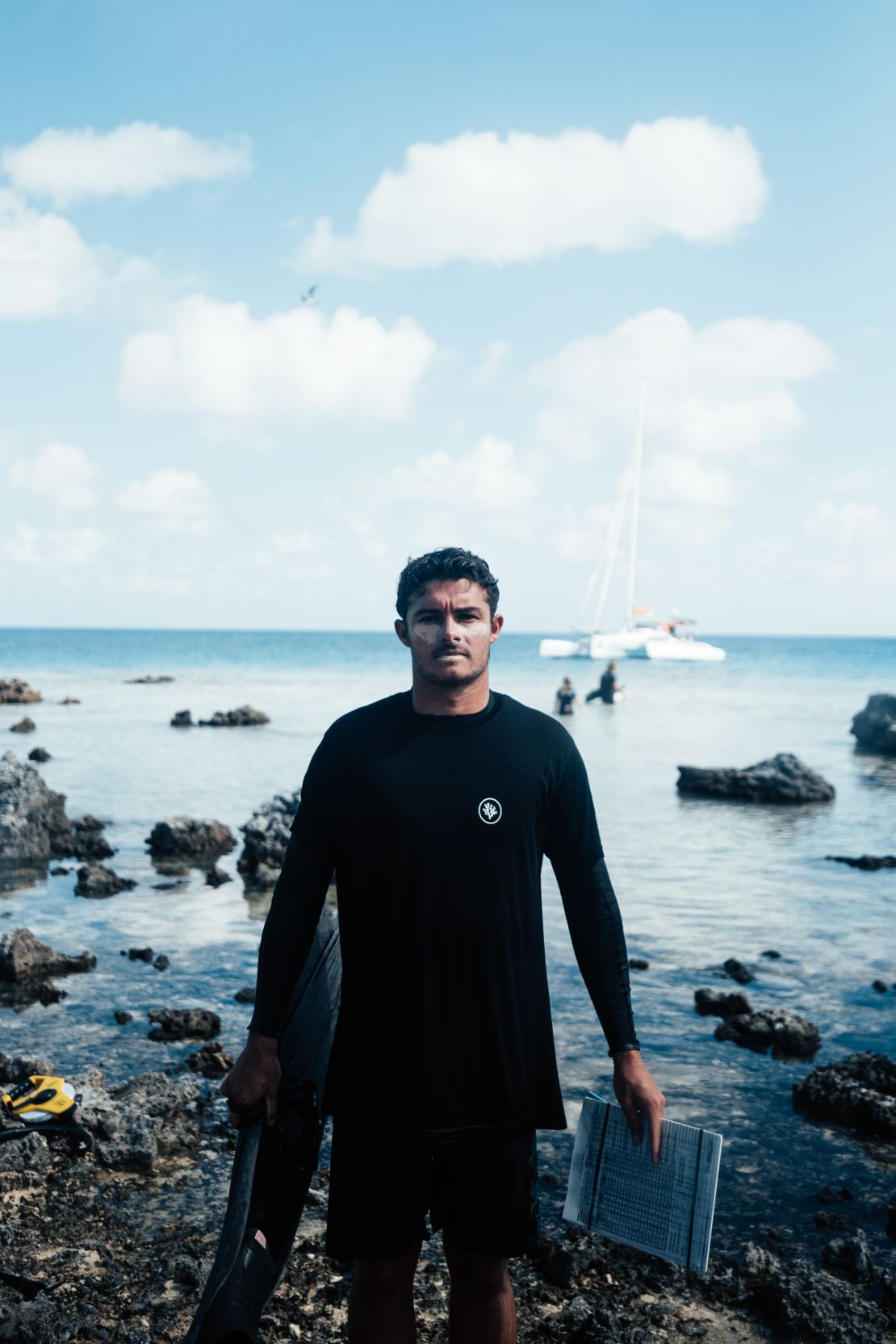 Titouan Bernicot and his team spend hours in the water every day working on coral restoration.