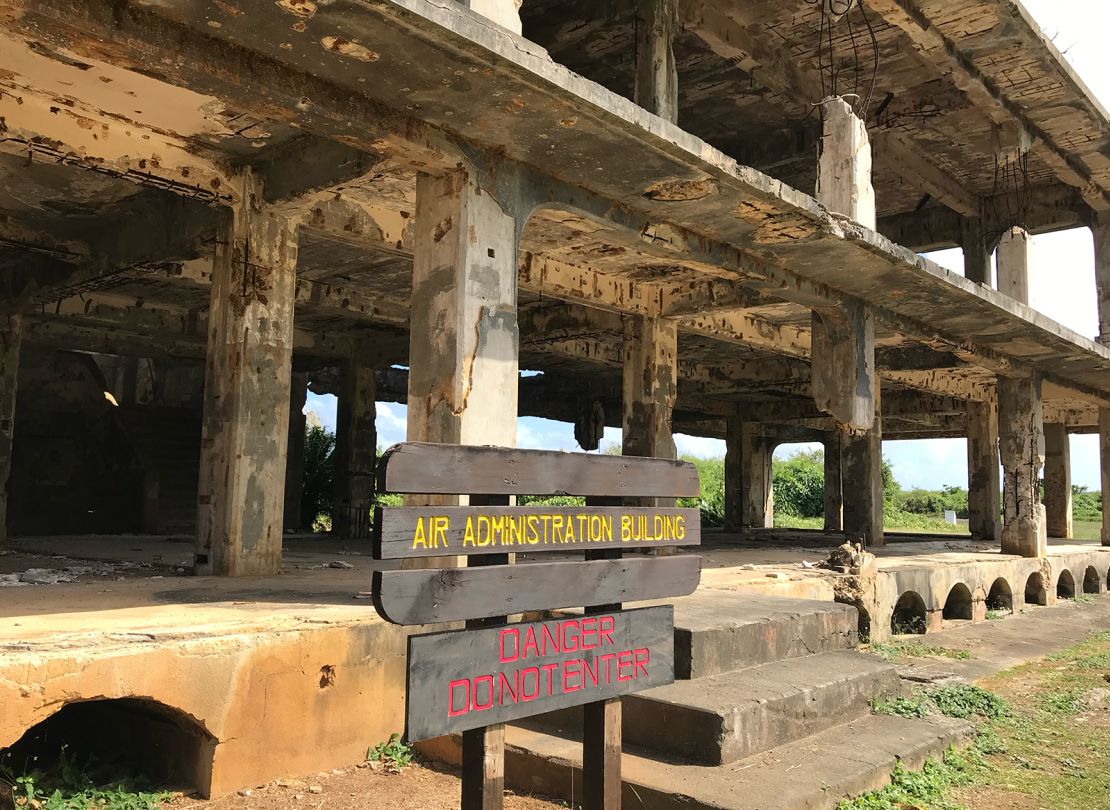 The ruins of World War II-era buildings at North Airfield, Tinian, are seen in January 2020.