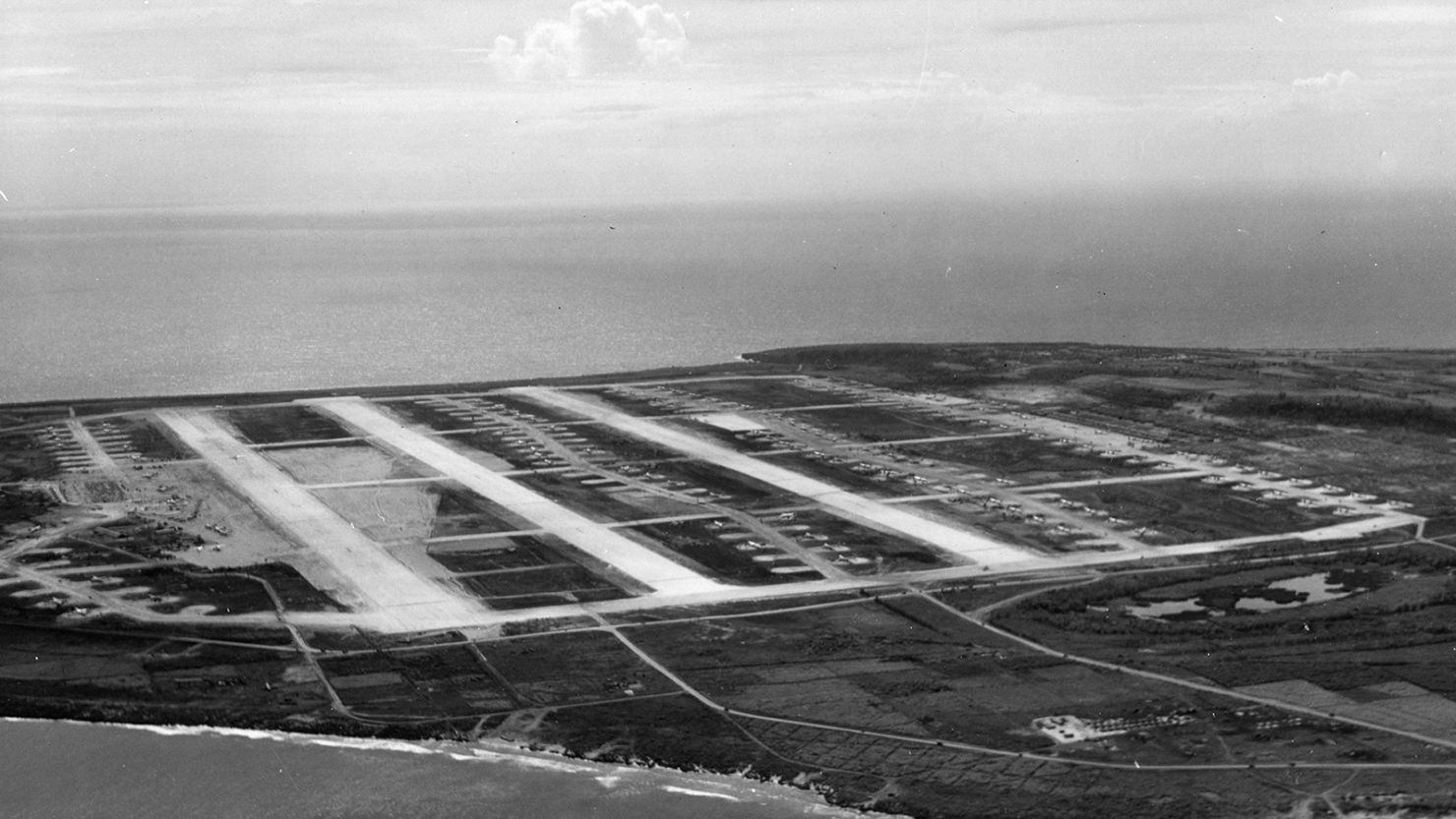 View of North Field, where the 'Enola Gay' was to later take off (in August 1945), Tinian, Northern Mariana Islands, March 31, 1945. (Photo by PhotoQuest/Getty Images)
