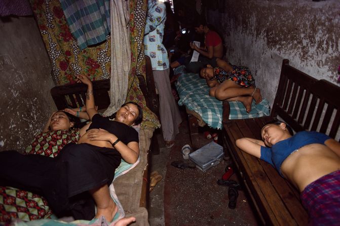 Nepalese girls taking an afternoon nap. 
