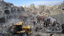 GAZA CITY, GAZA - OCTOBER 31: A view from the area after Israeli airstrikes on Jabalia refugee camp in northern Gaza, on October 31, 2023. Palestinians, including children killed in a series of Israeli airstrikes on Jabalia refugee camp, Interior Ministry spokesman said on Tuesday. Israeli attacks continue on the 25th day in Gaza. (Photo by Stringer/Anadolu via Getty Images)