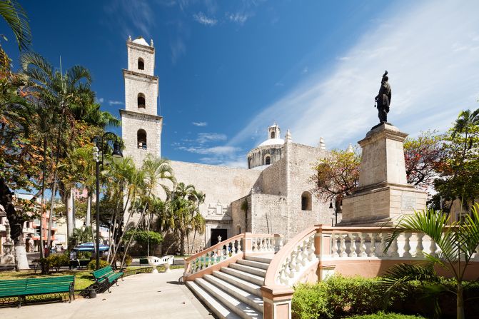 <strong>Mérida, Mexico: </strong>Yucatán state's capital city showcases a blend of Mayan and colonial heritage. Rectoría El Jesús Tercera Orden and Parque Hidalgo are pictured.